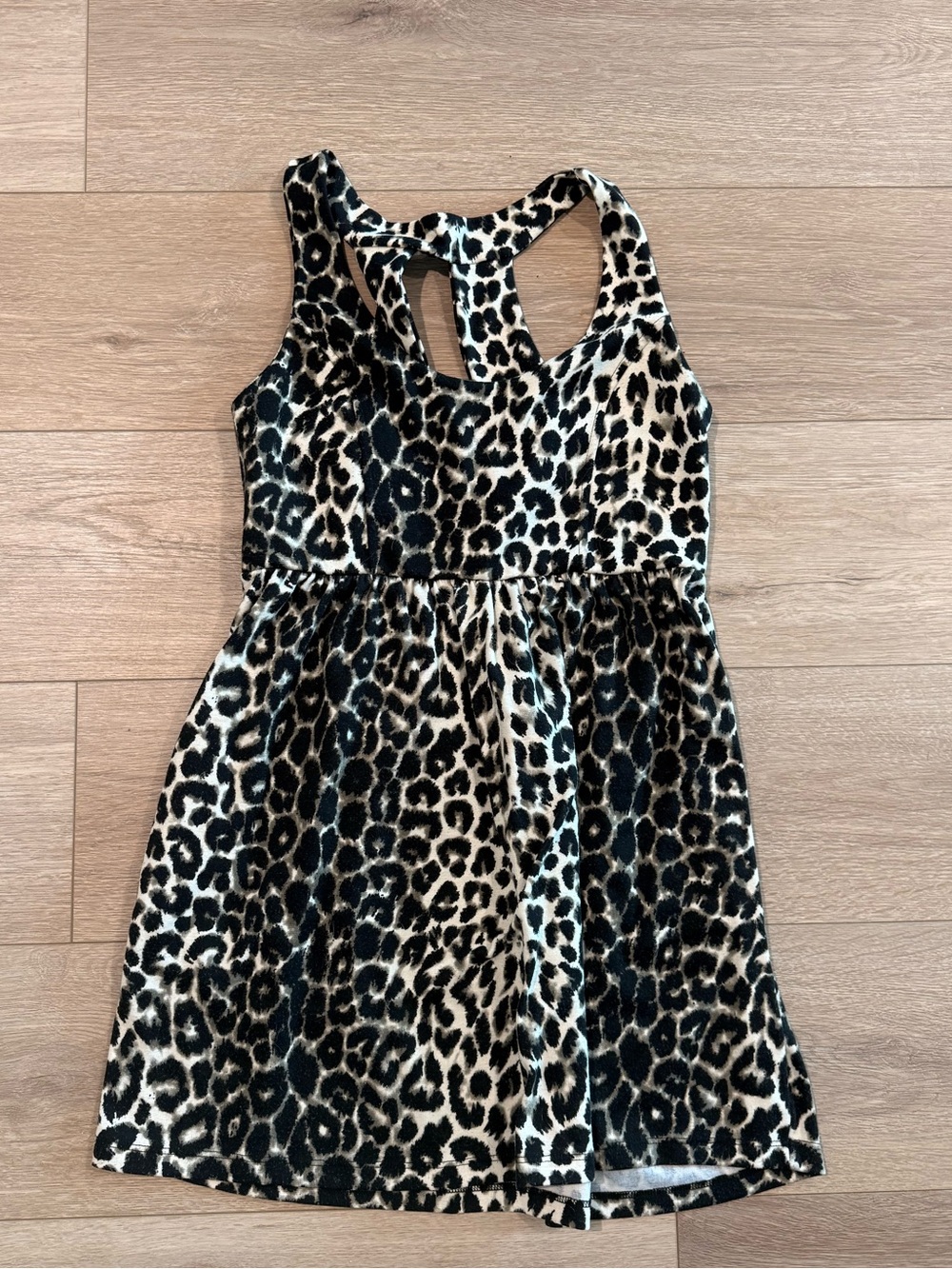 Girls' Leopard Print Tank Dress - Black & Cream